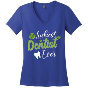 Funny Luckiest Dentist Ever Gift St Patrick's Day Funny Gift Women's V-Neck T-Shirt