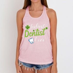 Funny Luckiest Dentist Ever Gift St Patrick's Day Funny Gift Women's Knotted Racerback Tank