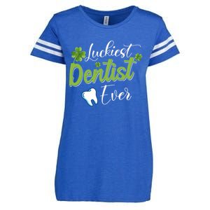 Funny Luckiest Dentist Ever Gift St Patrick's Day Funny Gift Enza Ladies Jersey Football T-Shirt