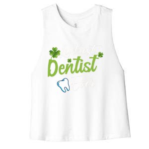 Funny Luckiest Dentist Ever Gift St Patrick's Day Funny Gift Women's Racerback Cropped Tank