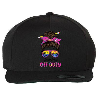 Funny Last Day Of School Teacher Off Duty Messy Bun Hair Wool Snapback Cap