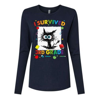 Funny Last Day Of Third 3rd Grade I Survived Third 3rd Grade Womens Cotton Relaxed Long Sleeve T-Shirt