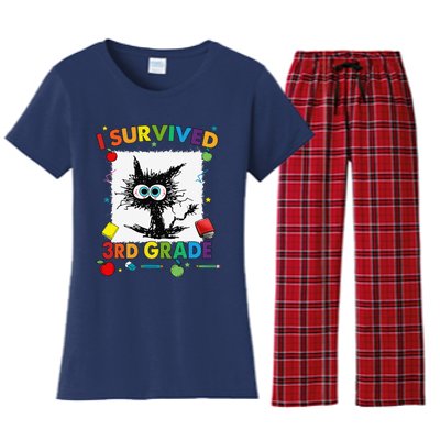 Funny Last Day Of Third 3rd Grade I Survived Third 3rd Grade Women's Flannel Pajama Set