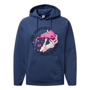 Funny Love Disappoints Pizza Is Eternal Valentine's Day Gift Performance Fleece Hoodie