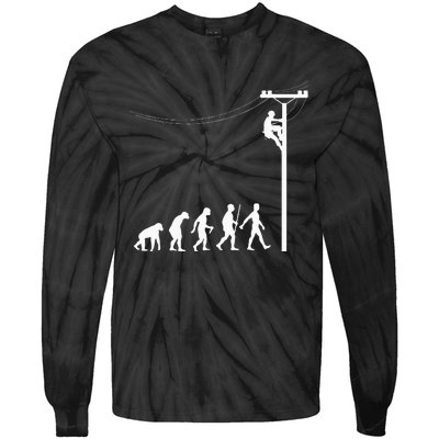 Funny Lineman Designs For Men Women Electrician Engineers Tie-Dye Long Sleeve Shirt