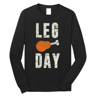 Fun Leg Day Thanksgiving Gifts Pilgrim Costume Turkey Day Long Sleeve Shirt