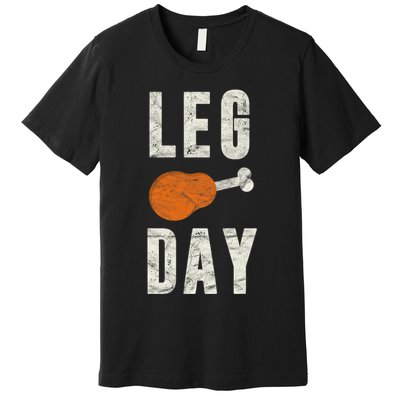 Fun Leg Day Thanksgiving Gifts Pilgrim Costume Turkey Day Premium T-Shirt