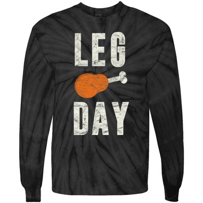 Fun Leg Day Thanksgiving Gifts Pilgrim Costume Turkey Day Tie-Dye Long Sleeve Shirt