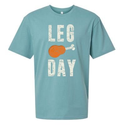 Fun Leg Day Thanksgiving Gifts Pilgrim Costume Turkey Day Sueded Cloud Jersey T-Shirt