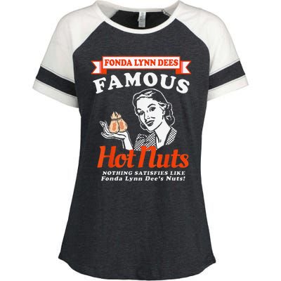 Fonda Lynn Dees Nuts Satisfies Funny Adult Humor Saying Enza Ladies Jersey Colorblock Tee