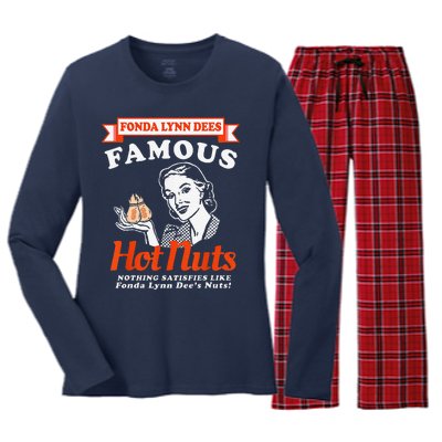 Fonda Lynn Dees Nuts Satisfies Funny Adult Humor Saying Women's Long Sleeve Flannel Pajama Set 