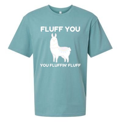 Funny Llama Design Fluff You You Fluffin' Fluff Gift Sueded Cloud Jersey T-Shirt