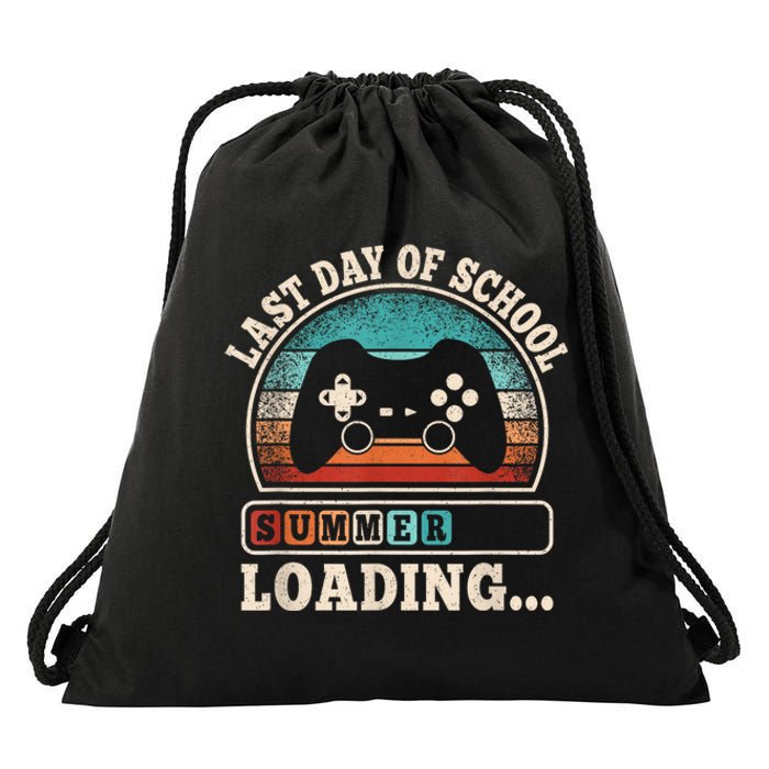 Funny Last Day Of School Gaming Teacher Student Boy Drawstring Bag