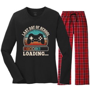 Funny Last Day Of School Gaming Teacher Student Boy Women's Long Sleeve Flannel Pajama Set 