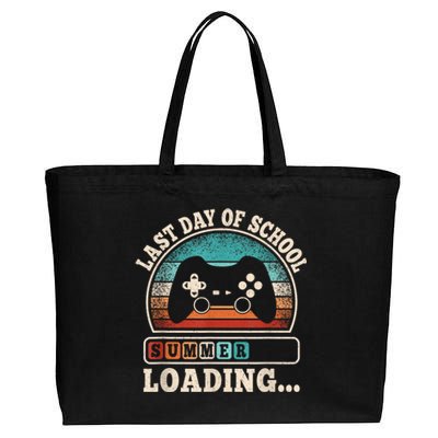 Funny Last Day Of School Gaming Teacher Student Boy Cotton Canvas Jumbo Tote