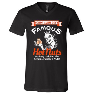 Fonda Lynn Dees Nuts Satisfies Funny Adult Humor Short Sleeve V-Neck T-Shirt