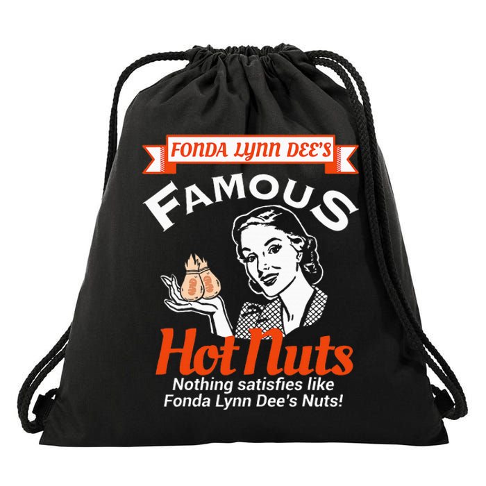 Fonda Lynn Dees Nuts Satisfies Funny Adult Humor Short Sleeve Drawstring Bag