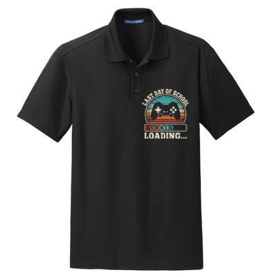 Funny Last Day Of School Gaming Teacher Student Dry Zone Grid Polo