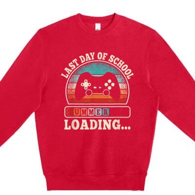 Funny Last Day Of School Gaming Teacher Student Premium Crewneck Sweatshirt