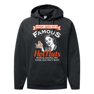 Fonda Lynn Dees Nuts Satisfies Funny Adult Humor Short Sleeve Performance Fleece Hoodie