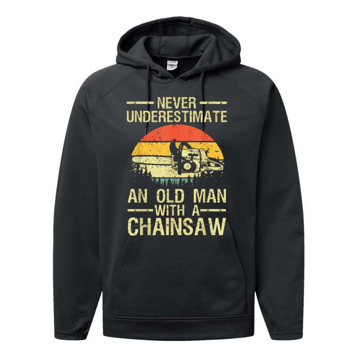 Funny Lumberjack Design For Dad Logger Arborist Chainsaw Performance Fleece Hoodie