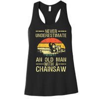 Funny Lumberjack Design For Dad Logger Arborist Chainsaw Women's Racerback Tank