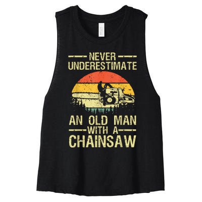 Funny Lumberjack Design For Dad Logger Arborist Chainsaw Women's Racerback Cropped Tank