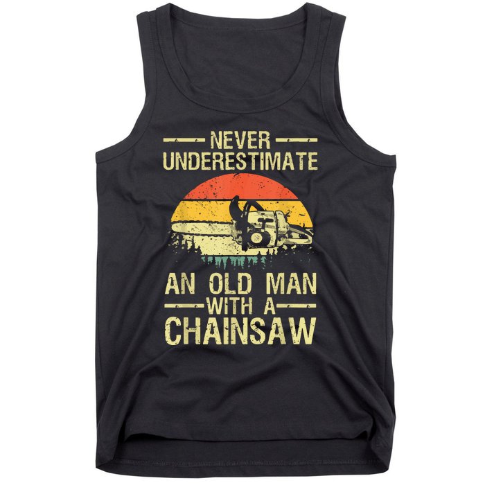 Funny Lumberjack Design For Dad Logger Arborist Chainsaw Tank Top