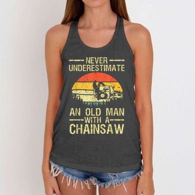 Funny Lumberjack Design For Dad Logger Arborist Chainsaw Women's Knotted Racerback Tank