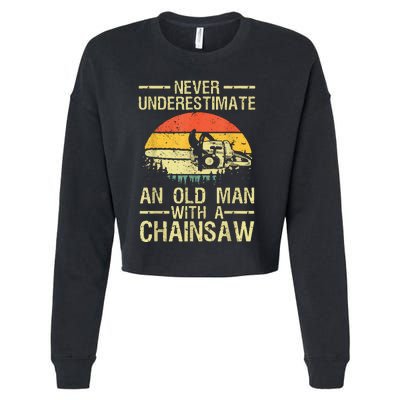 Funny Lumberjack Design For Dad Logger Arborist Chainsaw Cropped Pullover Crew