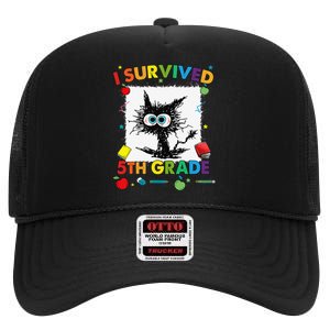 Funny Last Day Of Fifth 5th Grade I Survived Fifth 5th Grade High Crown Mesh Back Trucker Hat