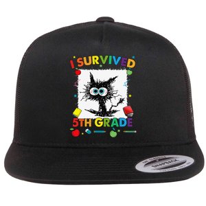 Funny Last Day Of Fifth 5th Grade I Survived Fifth 5th Grade Flat Bill Trucker Hat