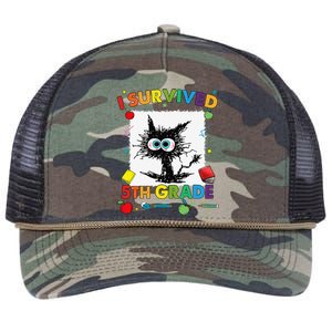 Funny Last Day Of Fifth 5th Grade I Survived Fifth 5th Grade Retro Rope Trucker Hat Cap