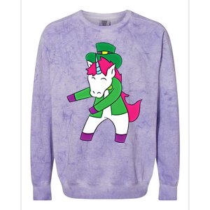 Flossing Leprechaun Design Irish Unicorn Gift Colorblast Crewneck Sweatshirt