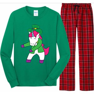 Flossing Leprechaun Design Irish Unicorn Gift Long Sleeve Pajama Set