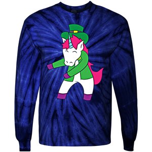 Flossing Leprechaun Design Irish Unicorn Gift Tie-Dye Long Sleeve Shirt