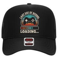 Funny Last Day Of School Gaming Teacher Student High Crown Mesh Back Trucker Hat