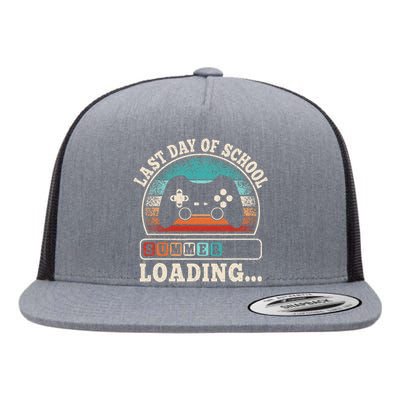 Funny Last Day Of School Gaming Teacher Student Flat Bill Trucker Hat