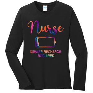 Funny Last Day Nurse Student Nurse Summer Recharge Required Ladies Long Sleeve Shirt