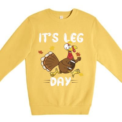 Fun Leg Day Pilgrim Thanksgiving Cotume Football Turkey Run Gift Premium Crewneck Sweatshirt