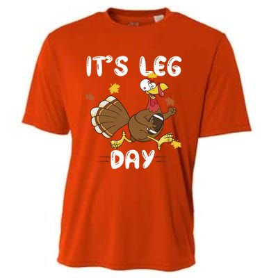 Fun Leg Day Pilgrim Thanksgiving Cotume Football Turkey Run Gift Cooling Performance Crew T-Shirt