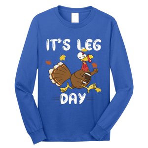 Fun Leg Day Pilgrim Thanksgiving Cotume Football Turkey Run Gift Long Sleeve Shirt