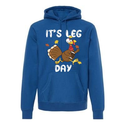 Fun Leg Day Pilgrim Thanksgiving Cotume Football Turkey Run Gift Premium Hoodie