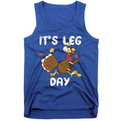 Fun Leg Day Pilgrim Thanksgiving Cotume Football Turkey Run Gift Tank Top