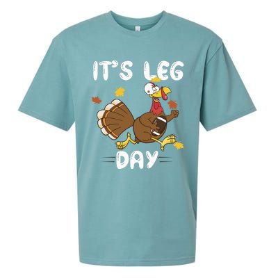 Fun Leg Day Pilgrim Thanksgiving Cotume Football Turkey Run Gift Sueded Cloud Jersey T-Shirt