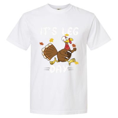 Fun Leg Day Pilgrim Thanksgiving Cotume Football Turkey Run Gift Garment-Dyed Heavyweight T-Shirt