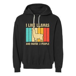 Funny Llama Design For Kids Men Women Alpaca Lover Farming Garment-Dyed Fleece Hoodie