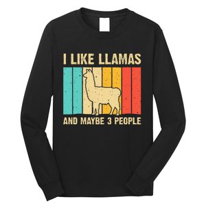 Funny Llama Design For Kids Men Women Alpaca Lover Farming Long Sleeve Shirt