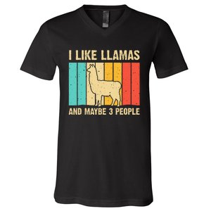 Funny Llama Design For Kids Men Women Alpaca Lover Farming V-Neck T-Shirt