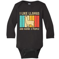 Funny Llama Design For Kids Men Women Alpaca Lover Farming Baby Long Sleeve Bodysuit